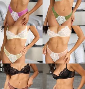 Contrast Color White Lace Lingerie Set-Q5625