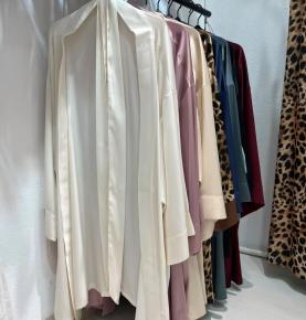 Satin Long Sleeve Belted Kimono Robe-VS1285