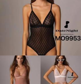 Diamond Mesh Sheer Lace Camisole Lingerie Bodysuit-9953