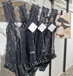Eyelash Lace Sheer Mesh Ruffle Trim Cami Bodysuit-2912
