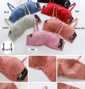 Floral Lace Strapless‑style Push‑Up Bra, Multiple Color Options, Size 38C‑44C-8857