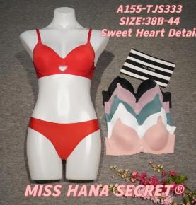 Heart Cut‑out Smooth Surface Push‑Up Bra And Panty Two‑Piece Set, Multiple‑color Options-TJS333